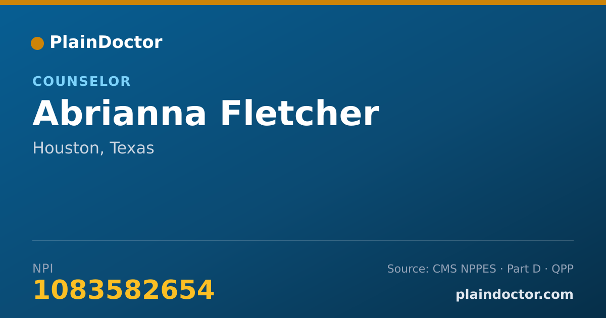 Shareable card for Abrianna Fletcher - Counselor, Houston, TX