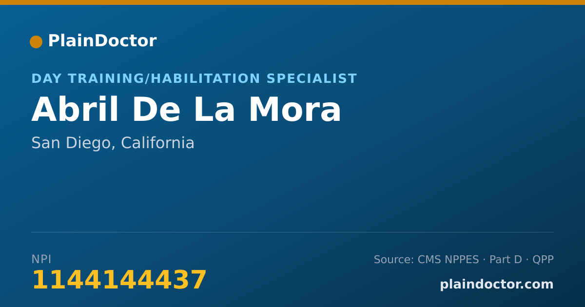 Shareable card for Abril De La Mora - Day Training/Habilitation Specialist, San Diego, CA