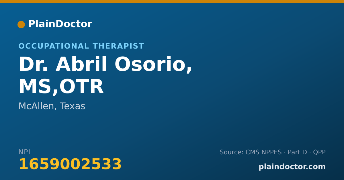Shareable card for Abril Osorio, MS,OTR - Occupational Therapist, McAllen, TX