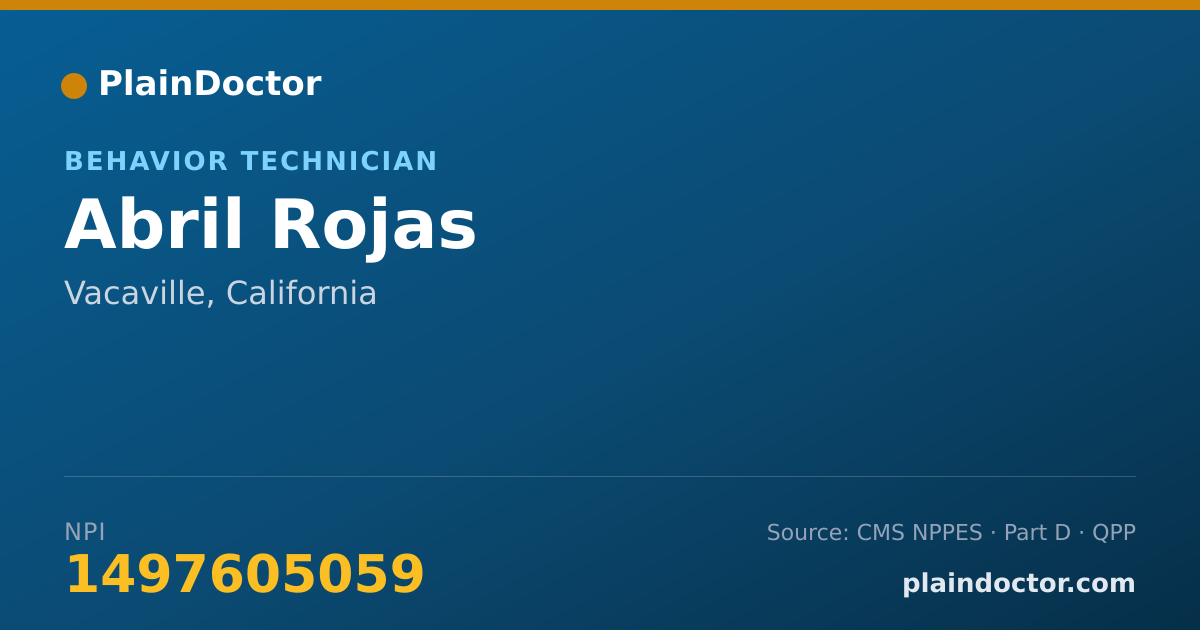 Shareable card for Abril Rojas - Behavior Technician, Vacaville, CA