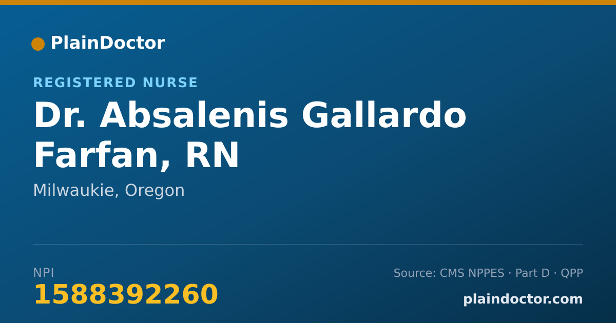 Shareable card for Absalenis Gallardo Farfan, RN - Registered Nurse, Milwaukie, OR