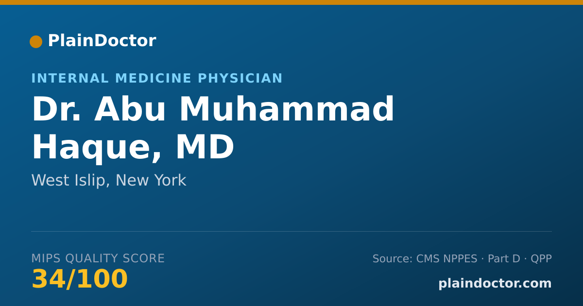 Shareable card for Abu Muhammad Haque, MD - Internal Medicine Physician, West Islip, NY
