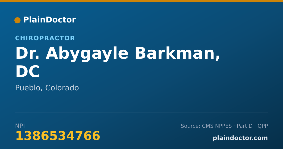 Shareable card for Abygayle Barkman, DC - Chiropractor, Pueblo, CO