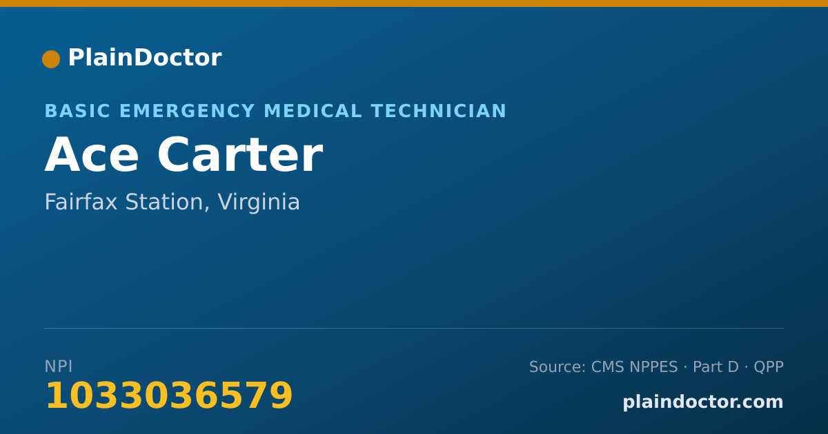 Shareable card for Ace Carter - Basic Emergency Medical Technician, Fairfax Station, VA