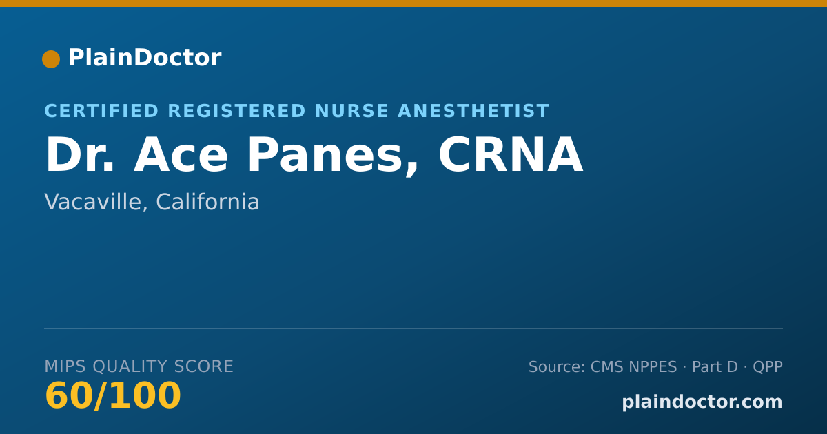 Shareable card for Ace Panes, CRNA - Certified Registered Nurse Anesthetist, Vacaville, CA