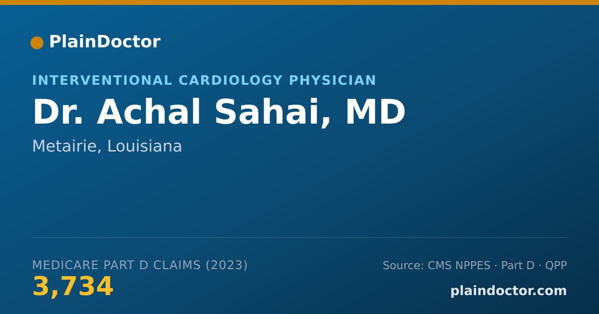 Shareable card for Achal Sahai, MD - Interventional Cardiology Physician, Metairie, LA
