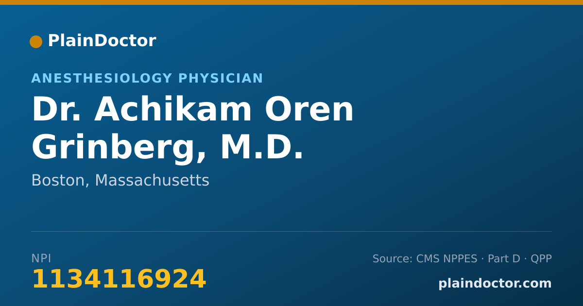 Shareable card for Achikam Oren Grinberg, M.D. - Anesthesiology Physician, Boston, MA