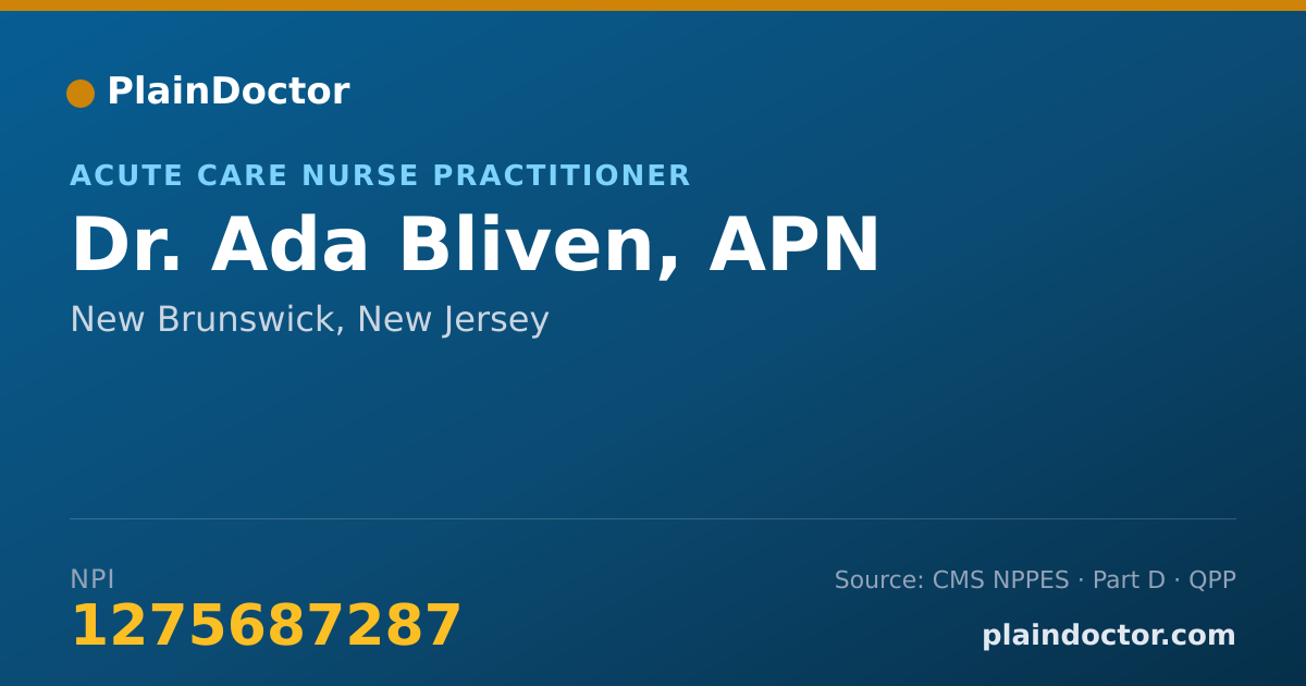 Shareable card for Ada Bliven, APN - Acute Care Nurse Practitioner, New Brunswick, NJ