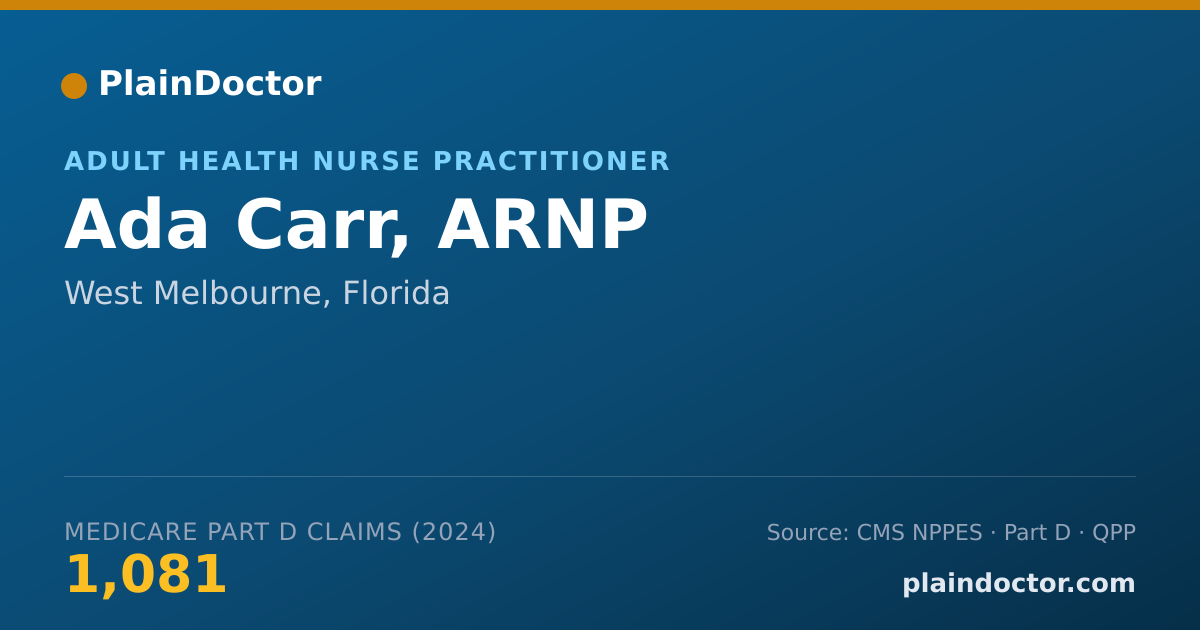 Shareable card for Ada Carr, ARNP - Adult Health Nurse Practitioner, West Melbourne, FL