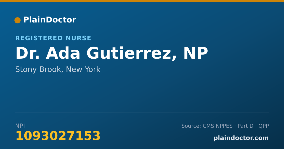 Shareable card for Ada Gutierrez, NP - Registered Nurse, Stony Brook, NY