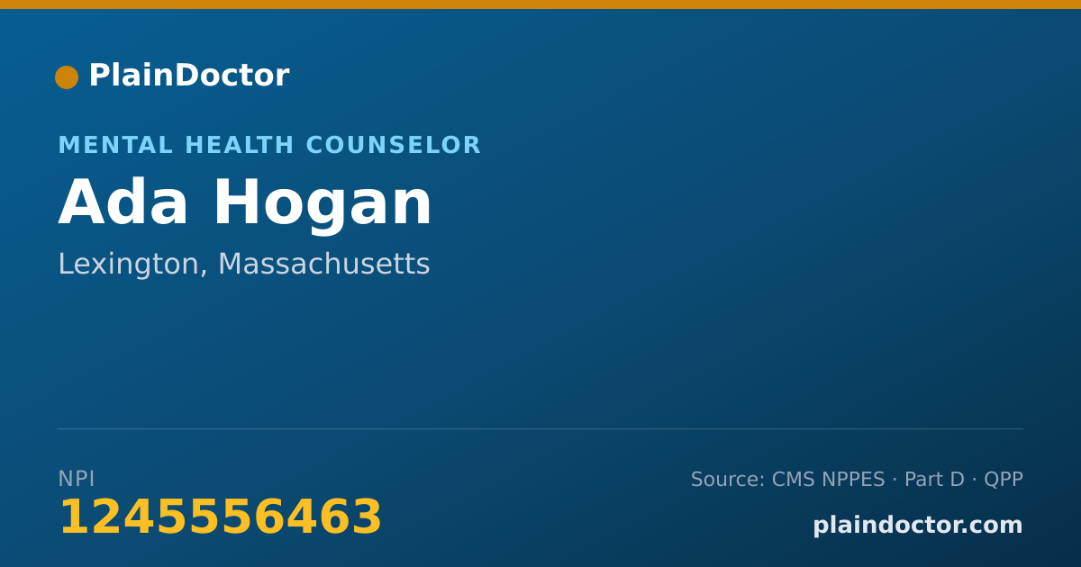 Shareable card for Ada Hogan - Mental Health Counselor, Lexington, MA