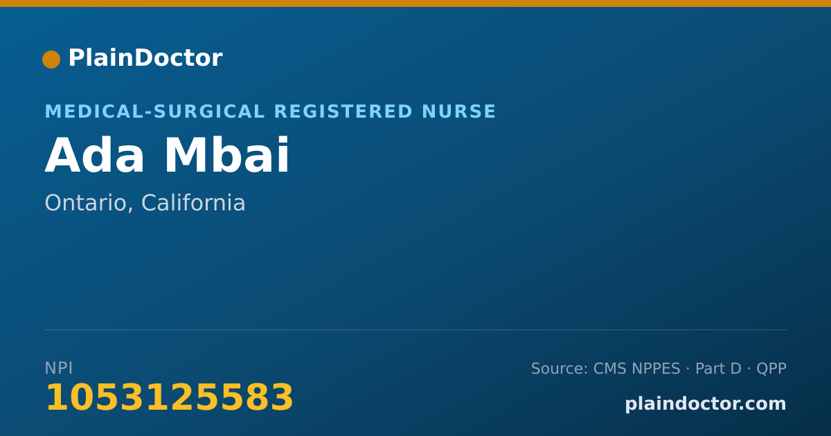 Shareable card for Ada Mbai - Medical-Surgical Registered Nurse, Ontario, CA