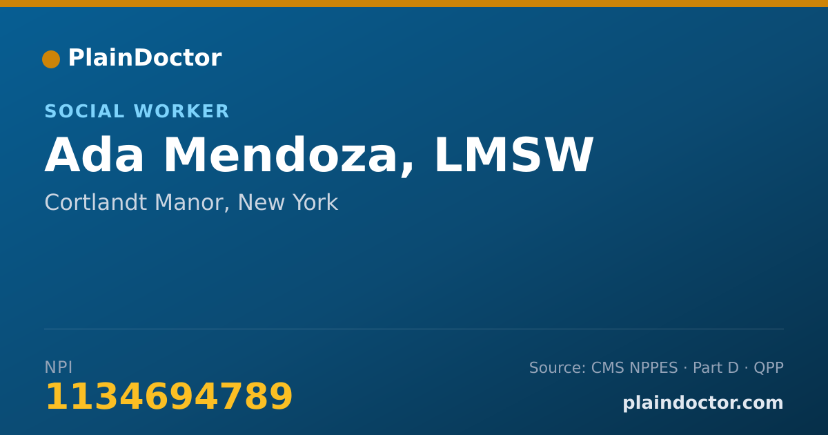 Shareable card for Ada Mendoza, LMSW - Social Worker, Cortlandt Manor, NY