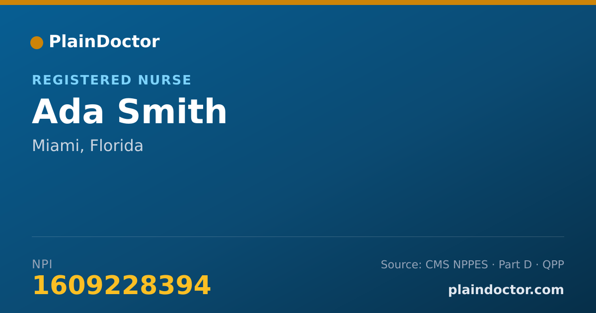 Shareable card for Ada Smith - Registered Nurse, Miami, FL