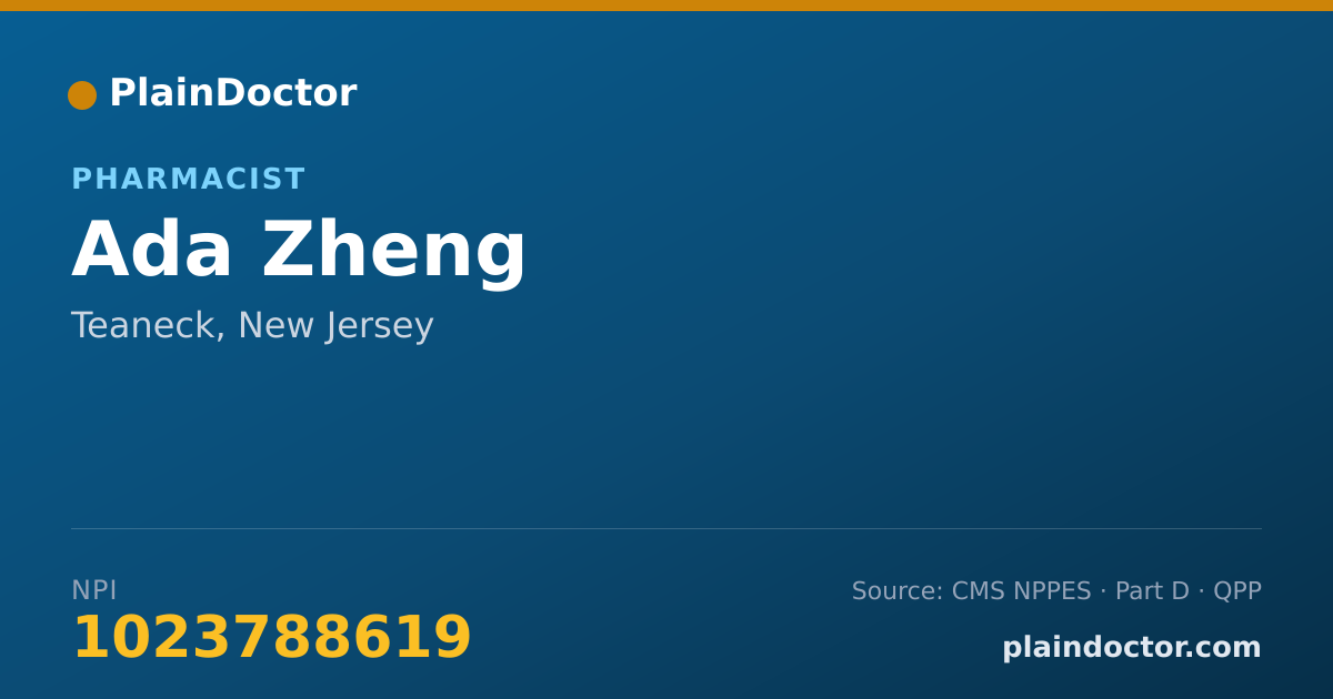 Shareable card for Ada Zheng - Pharmacist, Teaneck, NJ