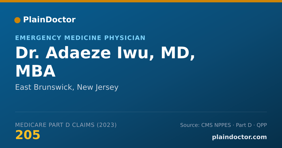 Shareable card for Adaeze Iwu, MD, MBA - Emergency Medicine Physician, East Brunswick, NJ