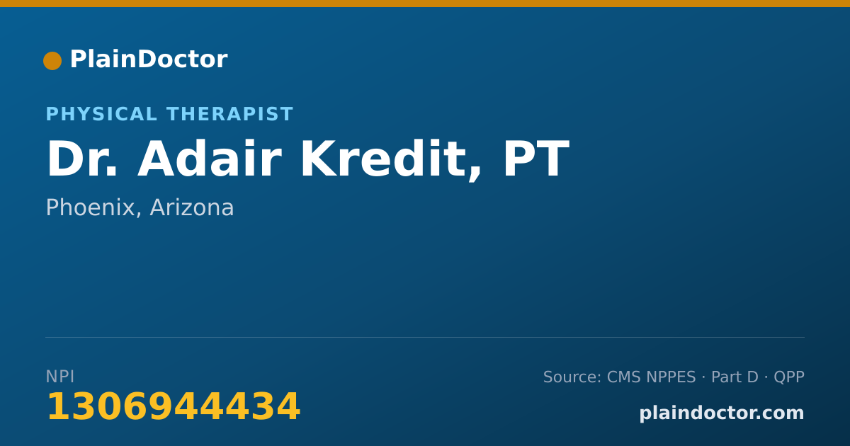 Shareable card for Adair Kredit, PT - Physical Therapist, Phoenix, AZ