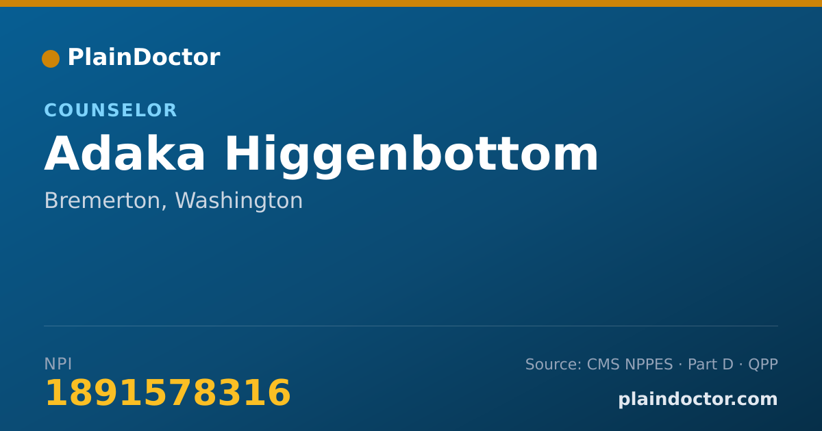Shareable card for Adaka Higgenbottom - Counselor, Bremerton, WA