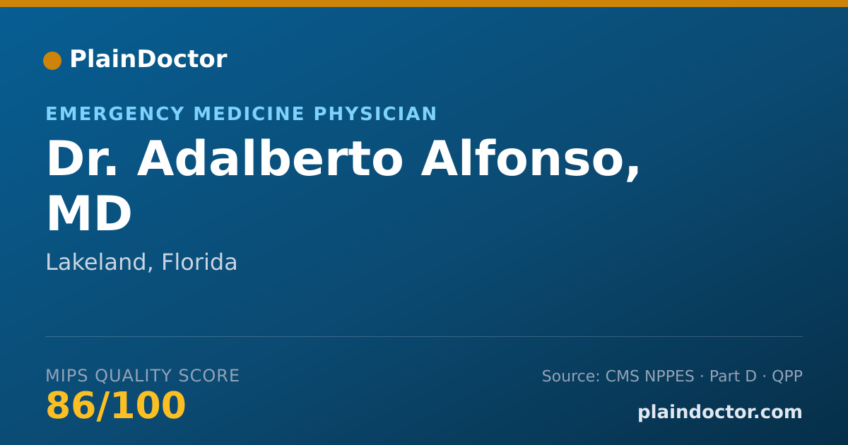 Shareable card for Adalberto Alfonso, MD - Emergency Medicine Physician, Lakeland, FL