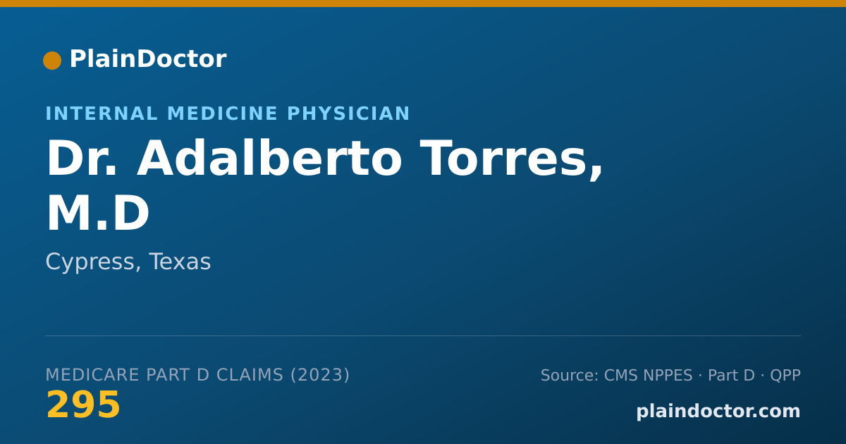 Shareable card for Adalberto Torres, M.D - Internal Medicine Physician, Cypress, TX