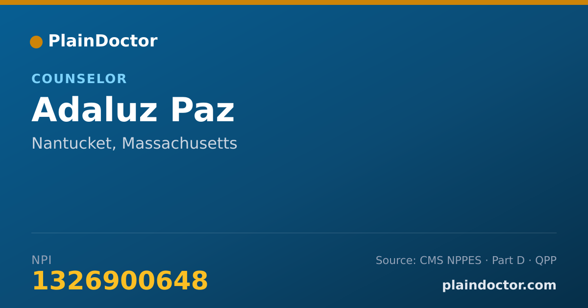 Shareable card for Adaluz Paz - Counselor, Nantucket, MA