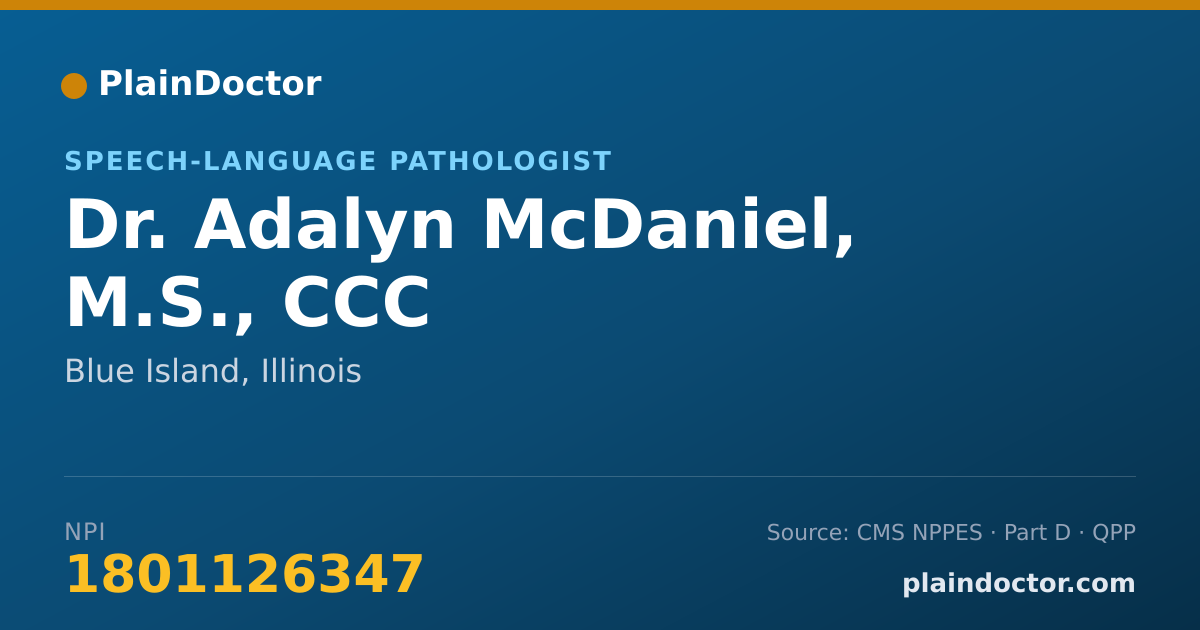 Shareable card for Adalyn McDaniel, M.S., CCC - Speech-Language Pathologist, Blue Island, IL