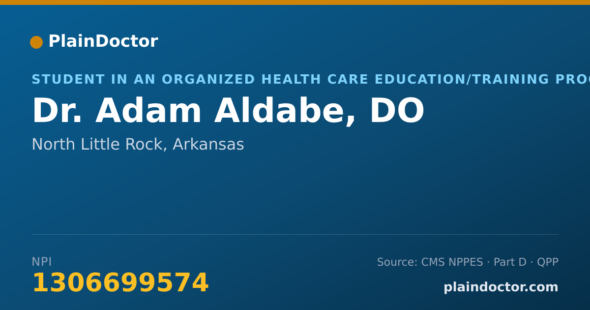 Shareable card for Adam Aldabe, DO - Student in an Organized Health Care Education/Training Program, North Little Rock, AR