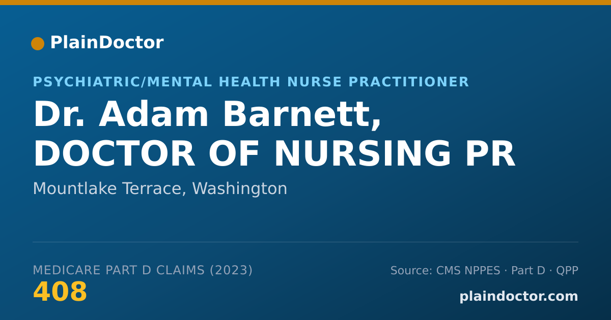 Shareable card for Adam Barnett, DOCTOR OF NURSING PR - Psychiatric/Mental Health Nurse Practitioner, Mountlake Terrace, WA