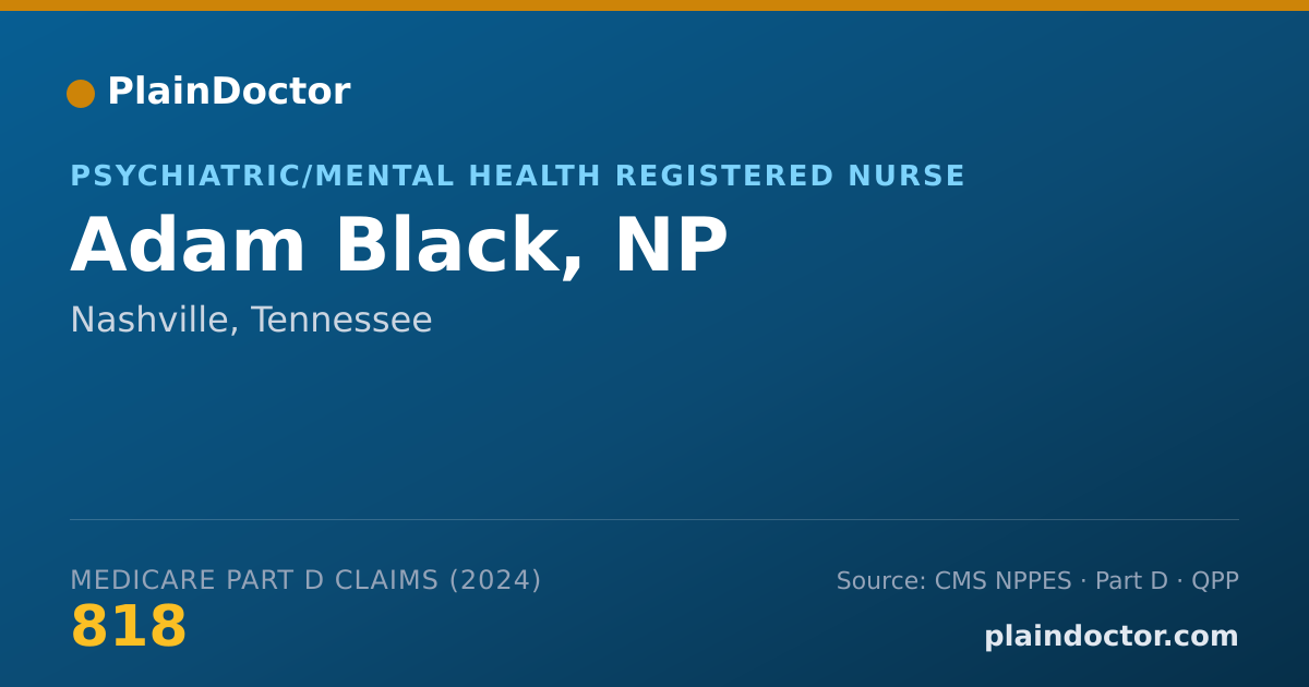 Shareable card for Adam Black, NP - Psychiatric/Mental Health Registered Nurse, Nashville, TN