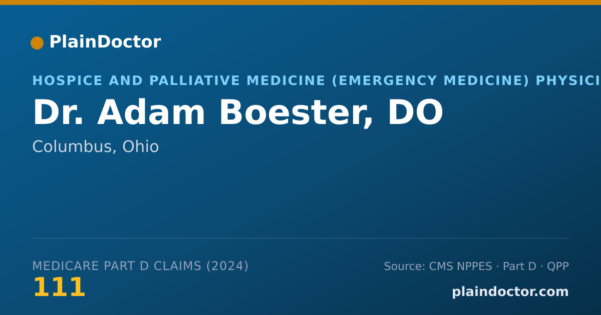 Shareable card for Adam Boester, DO - Hospice and Palliative Medicine (Emergency Medicine) Physician, Columbus, OH