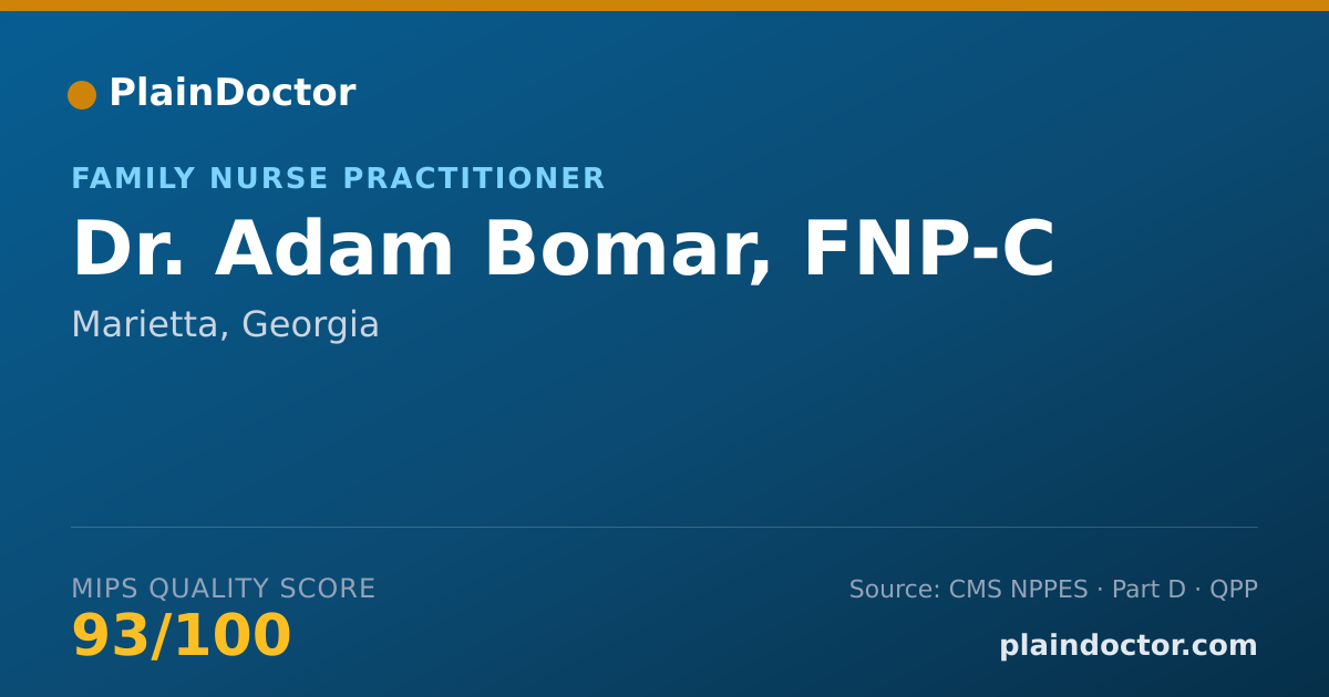 Shareable card for Adam Bomar, FNP-C - Family Nurse Practitioner, Marietta, GA