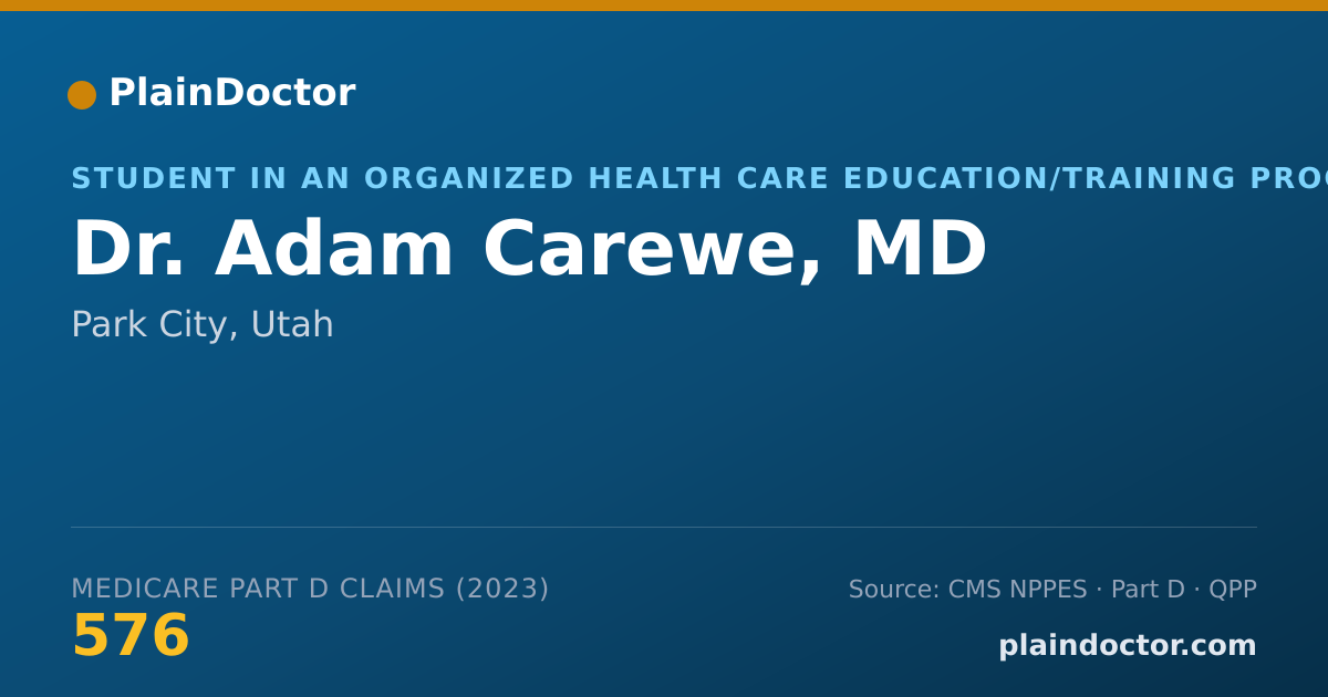 Shareable card for Adam Carewe, MD - Student in an Organized Health Care Education/Training Program, Park City, UT