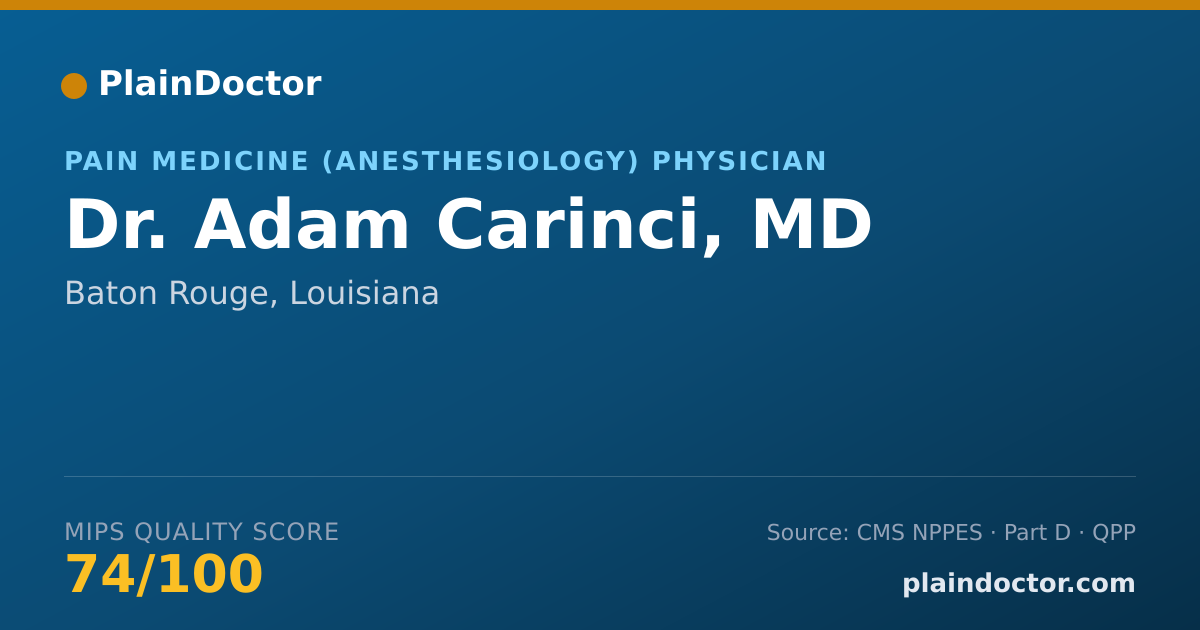 Shareable card for Adam Carinci, MD - Pain Medicine (Anesthesiology) Physician, Baton Rouge, LA