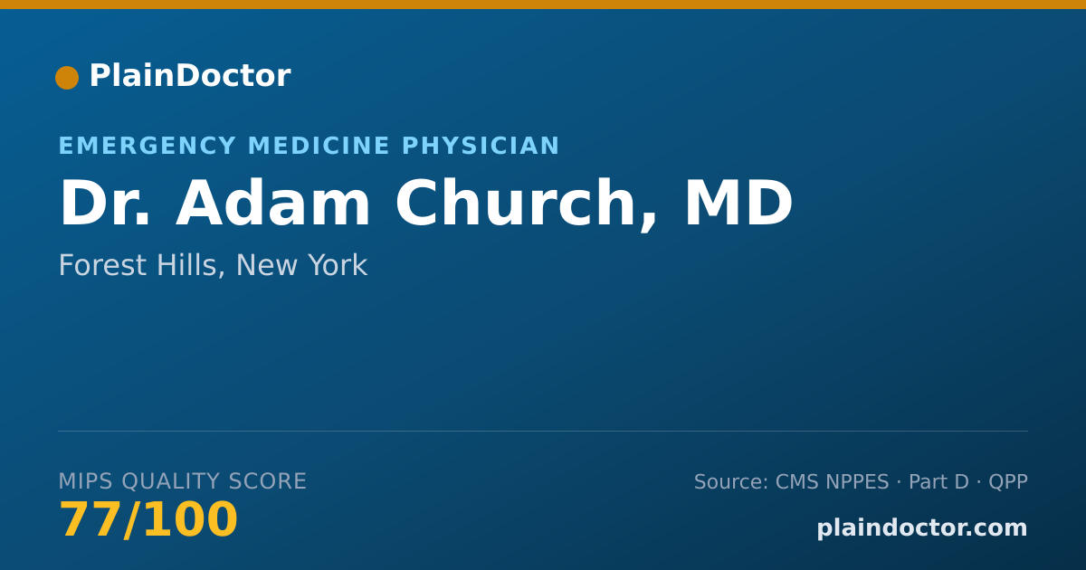 Shareable card for Adam Church, MD - Emergency Medicine Physician, Forest Hills, NY