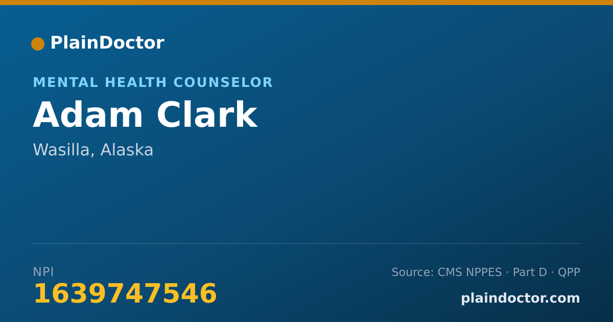 Shareable card for Adam Clark - Mental Health Counselor, Wasilla, AK