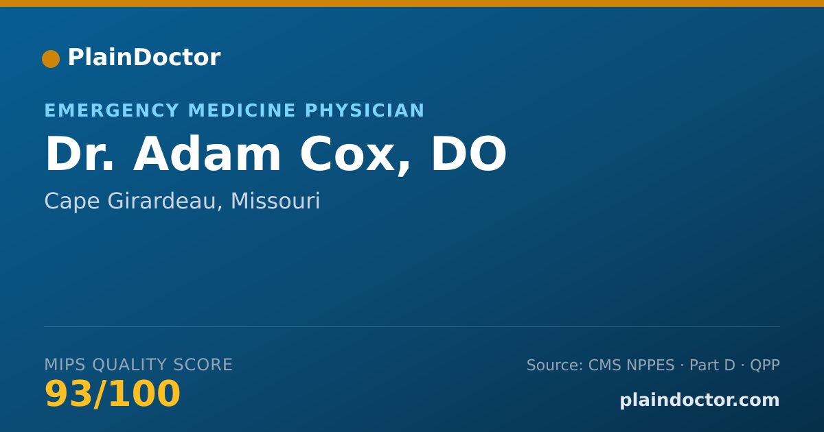 Shareable card for Adam Cox, DO - Emergency Medicine Physician, Cape Girardeau, MO