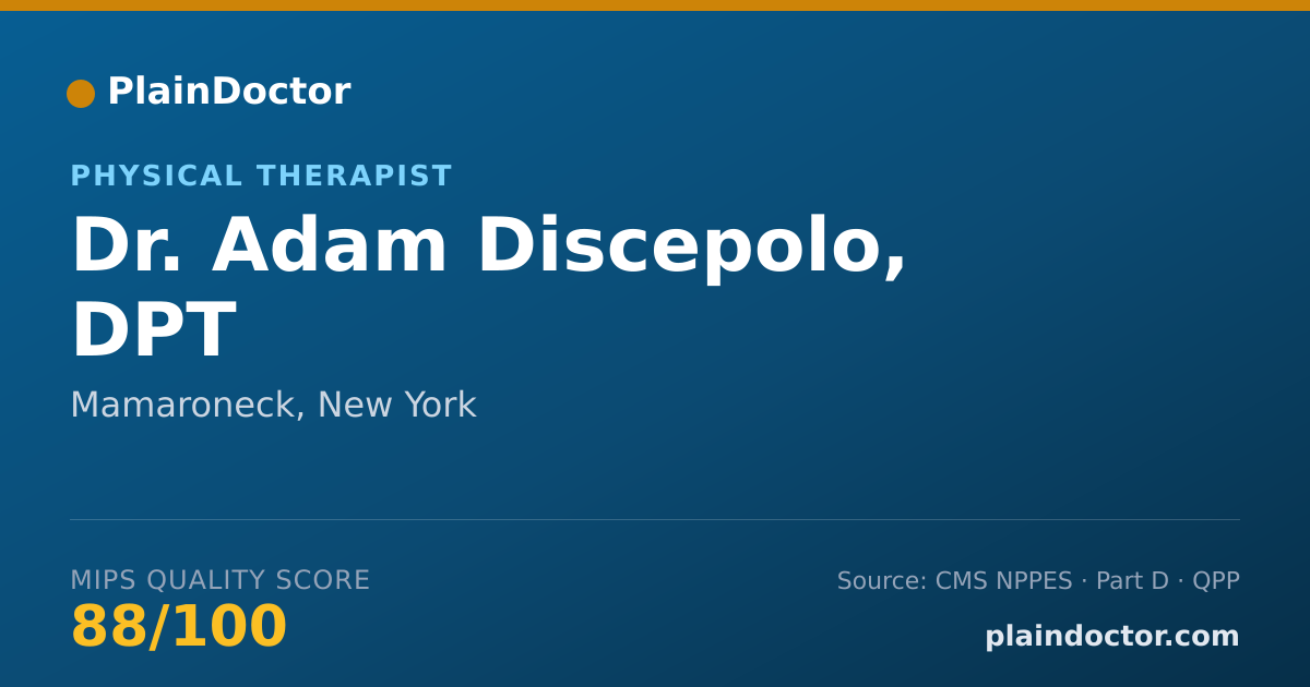 Shareable card for Adam Discepolo, DPT - Physical Therapist, Mamaroneck, NY