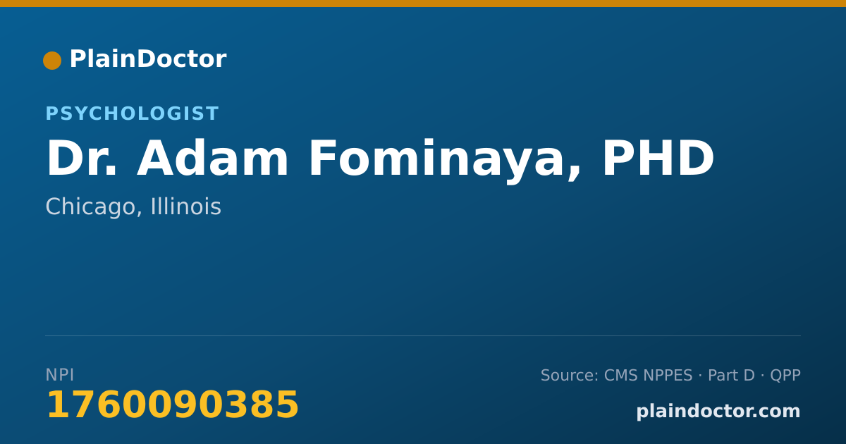 Shareable card for Adam Fominaya, PHD - Psychologist, Chicago, IL