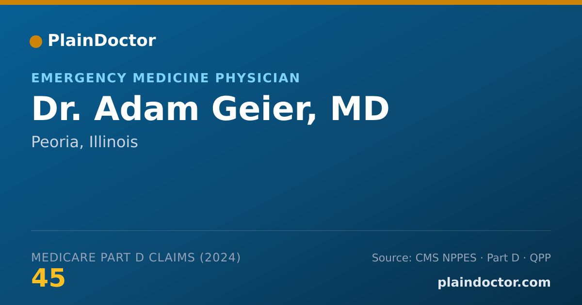 Shareable card for Adam Geier, MD - Emergency Medicine Physician, Peoria, IL
