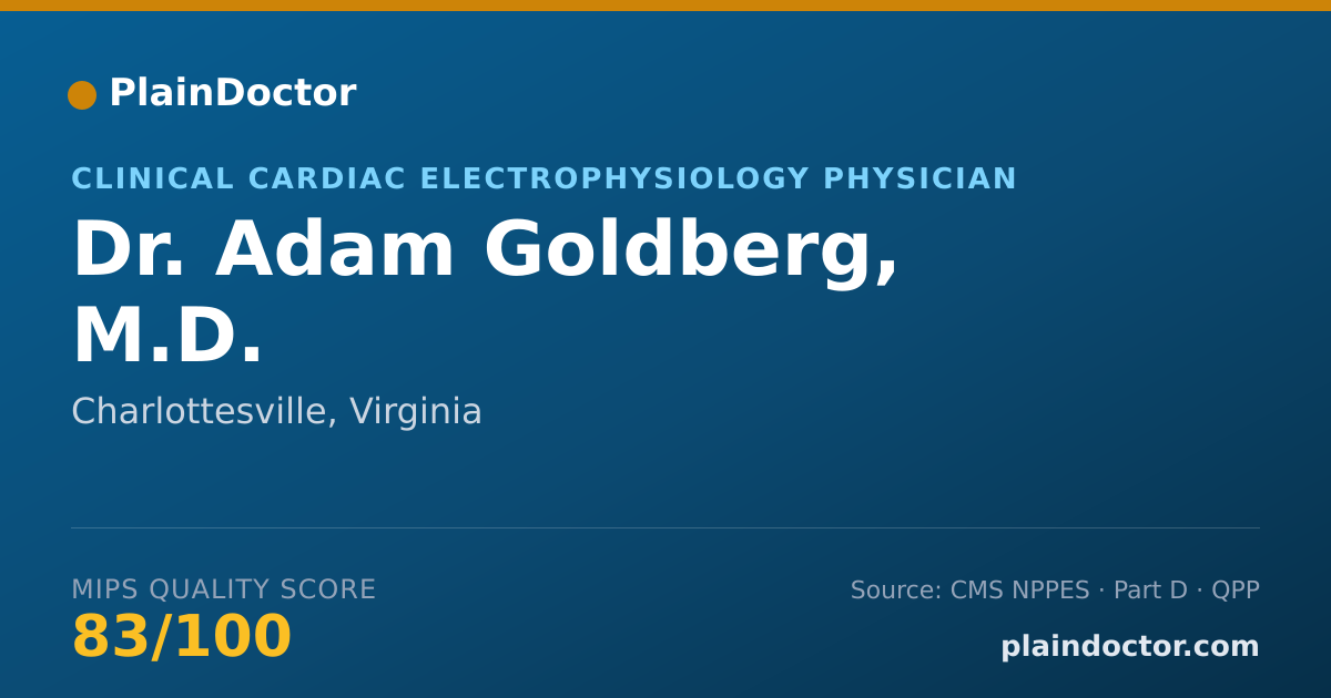 Shareable card for Adam Goldberg, M.D. - Clinical Cardiac Electrophysiology Physician, Charlottesville, VA