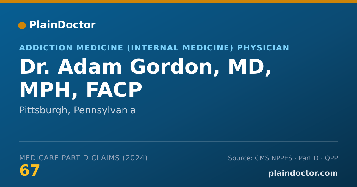 Shareable card for Adam Gordon, MD, MPH, FACP - Addiction Medicine (Internal Medicine) Physician, Pittsburgh, PA