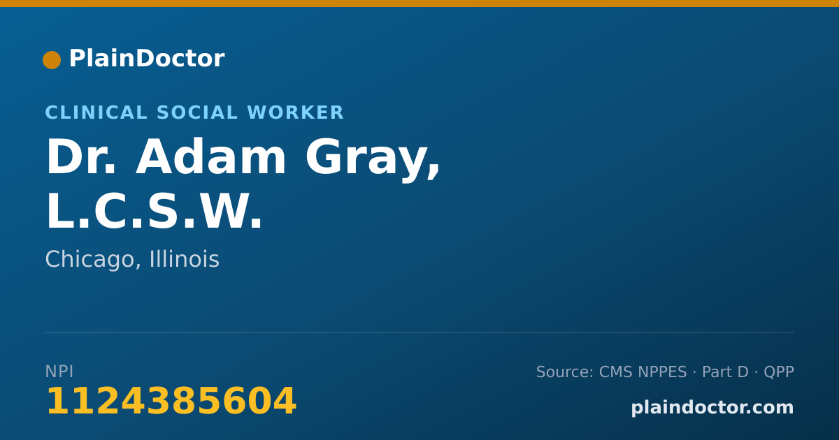 Shareable card for Adam Gray, L.C.S.W. - Clinical Social Worker, Chicago, IL