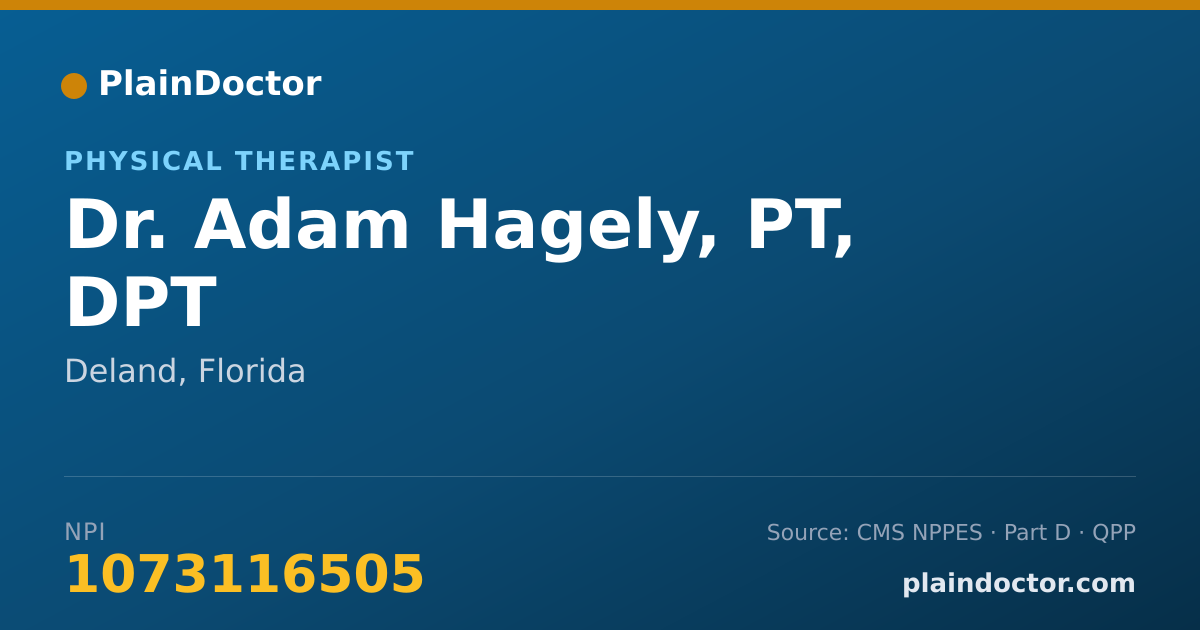 Shareable card for Adam Hagely, PT, DPT - Physical Therapist, Deland, FL