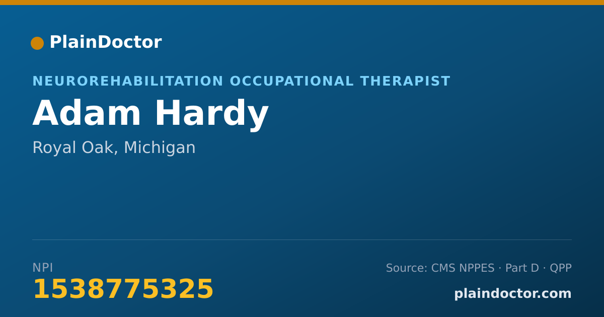 Shareable card for Adam Hardy - Neurorehabilitation Occupational Therapist, Royal Oak, MI