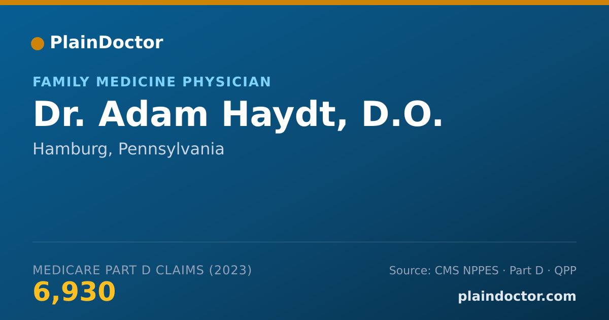 Shareable card for Adam Haydt, D.O. - Family Medicine Physician, Hamburg, PA