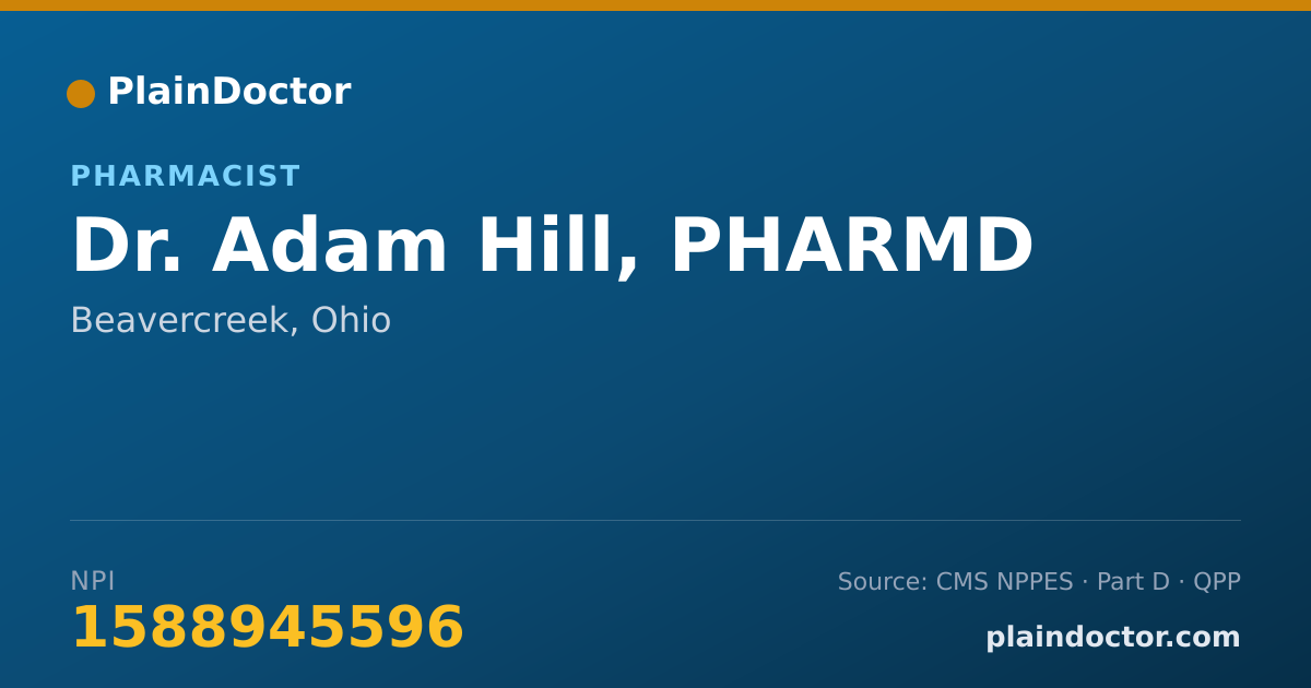 Shareable card for Adam Hill, PHARMD - Pharmacist, Beavercreek, OH