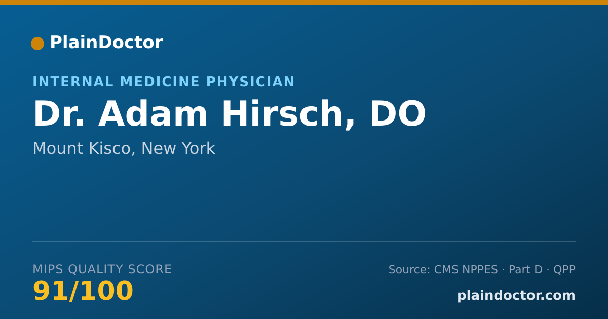 Shareable card for Adam Hirsch, DO - Internal Medicine Physician, Mount Kisco, NY