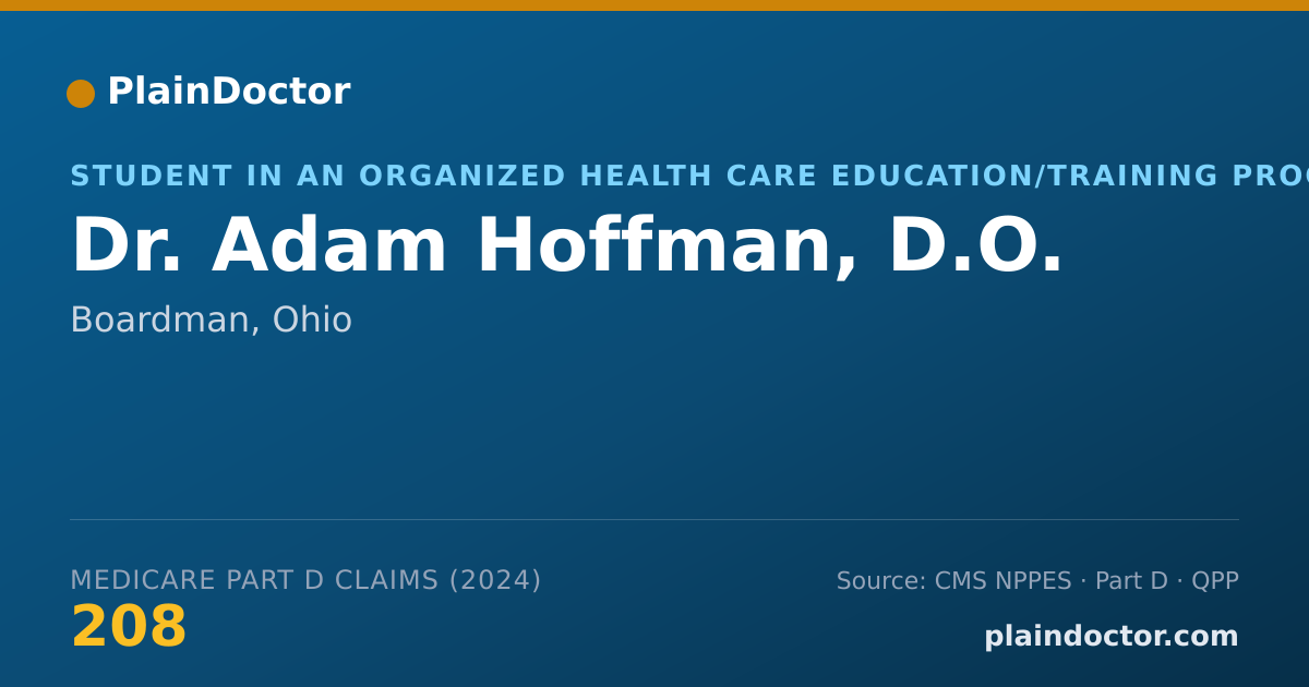 Shareable card for Adam Hoffman, D.O. - Student in an Organized Health Care Education/Training Program, Boardman, OH