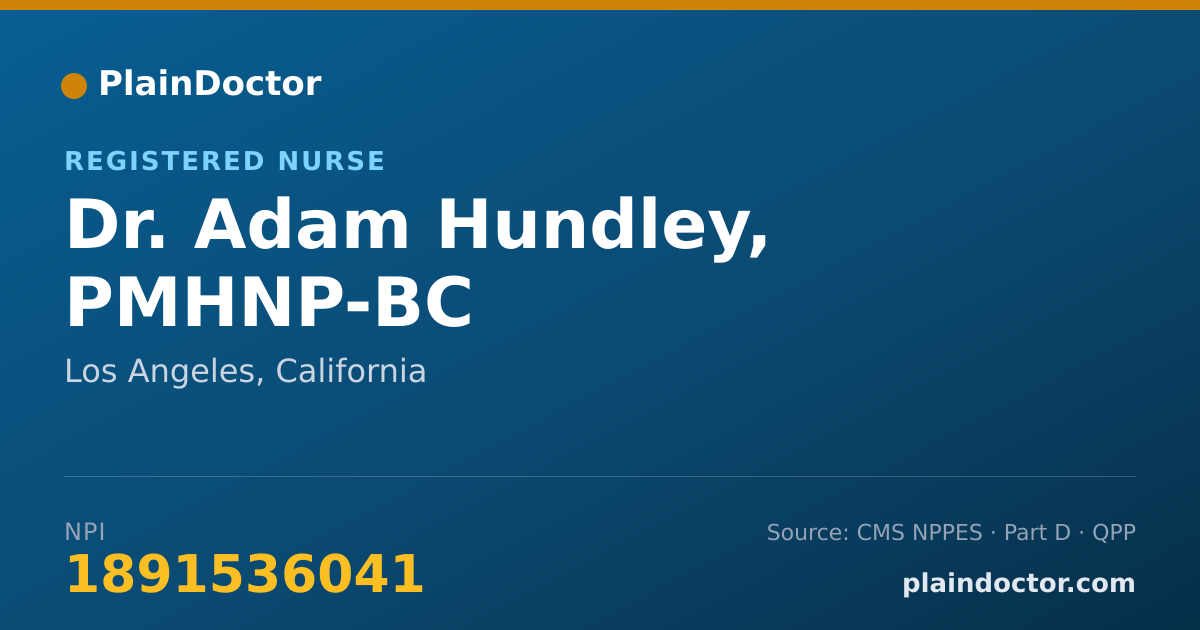 Shareable card for Adam Hundley, PMHNP-BC - Registered Nurse, Los Angeles, CA