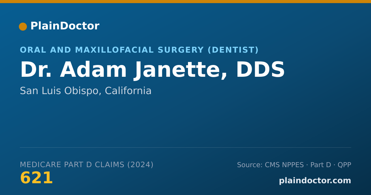 Shareable card for Adam Janette, DDS - Oral and Maxillofacial Surgery (Dentist), San Luis Obispo, CA